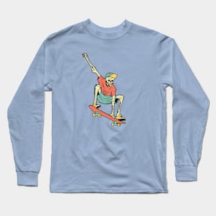 Retro Skater Skeleton Long Sleeve T-Shirt